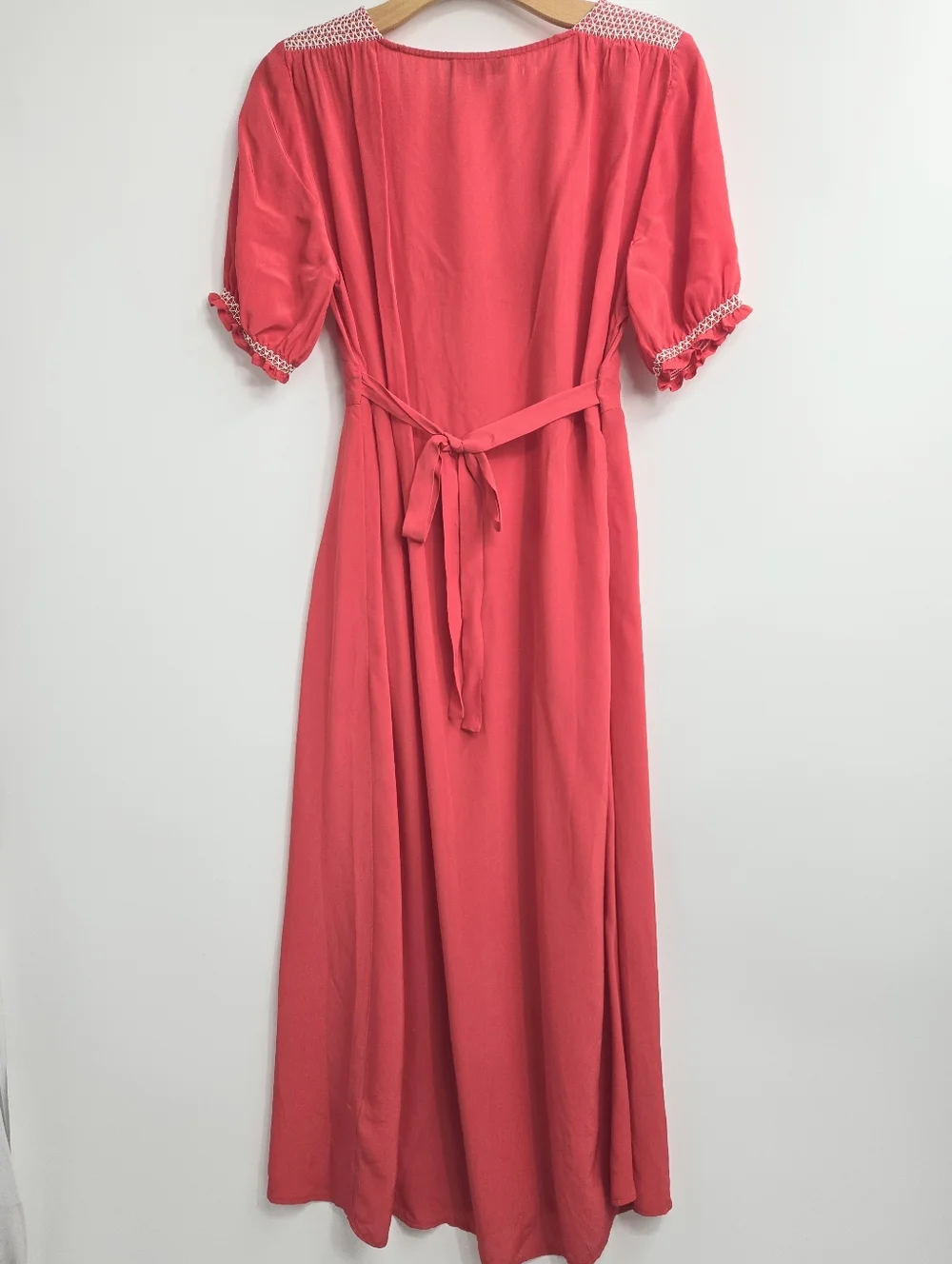 J. Crew Dress Smocked Vibrant‎ Red V Neck